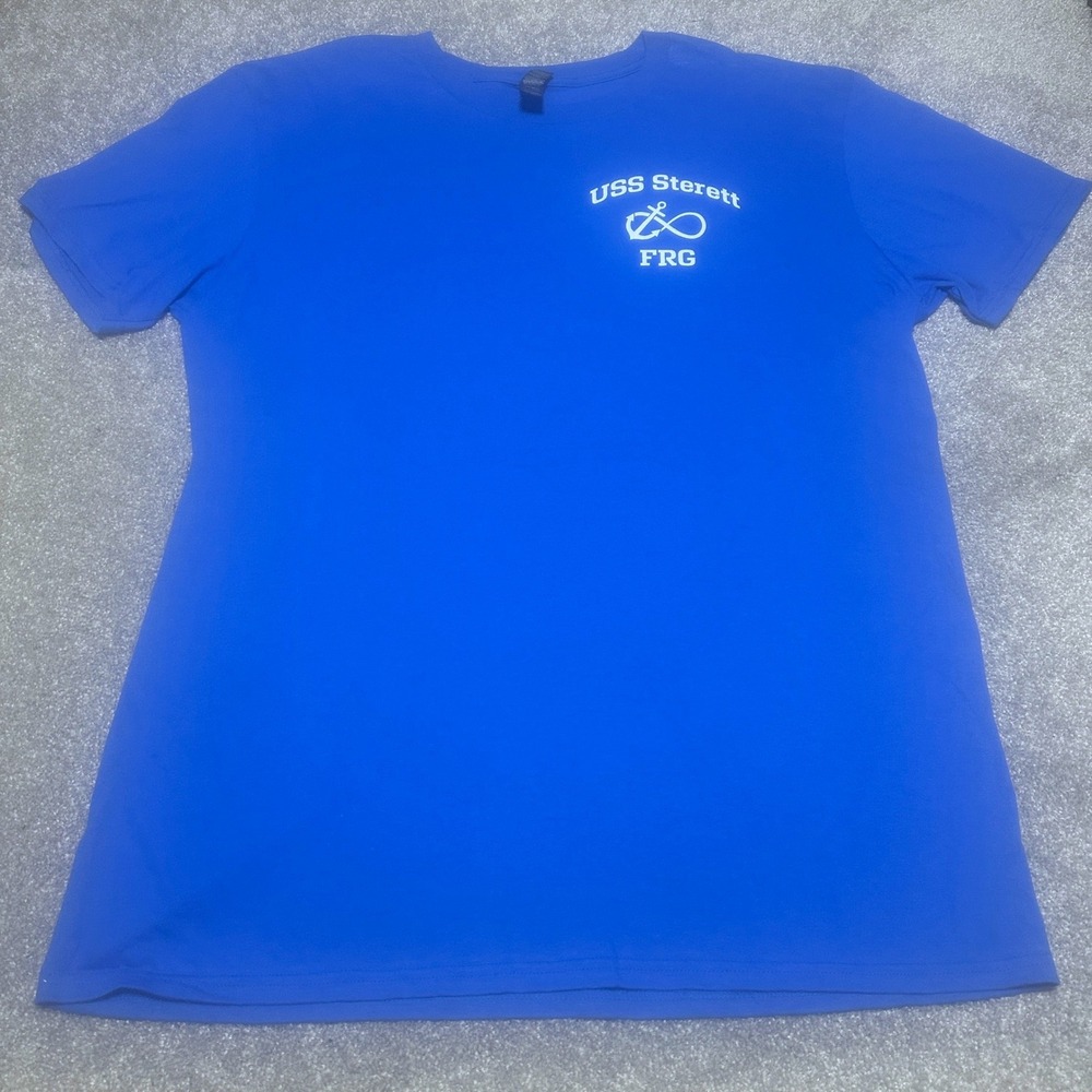Anvil Men XL USS Sterett FRG Navy Sailor Quote Graphic Tee Blue Military Support